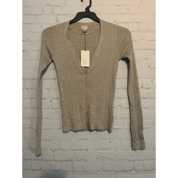A New Day Ribbed Button-Front Cardigan – Women’s Size XS (Stretch Fit) - Picture 1 of 3